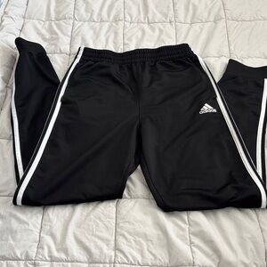 Adidas Kids Black Joggers with White Stripes